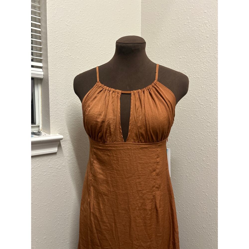 NWT Cupshe Caramel Brown Halter Dress Size M Summer Beach Vacation
